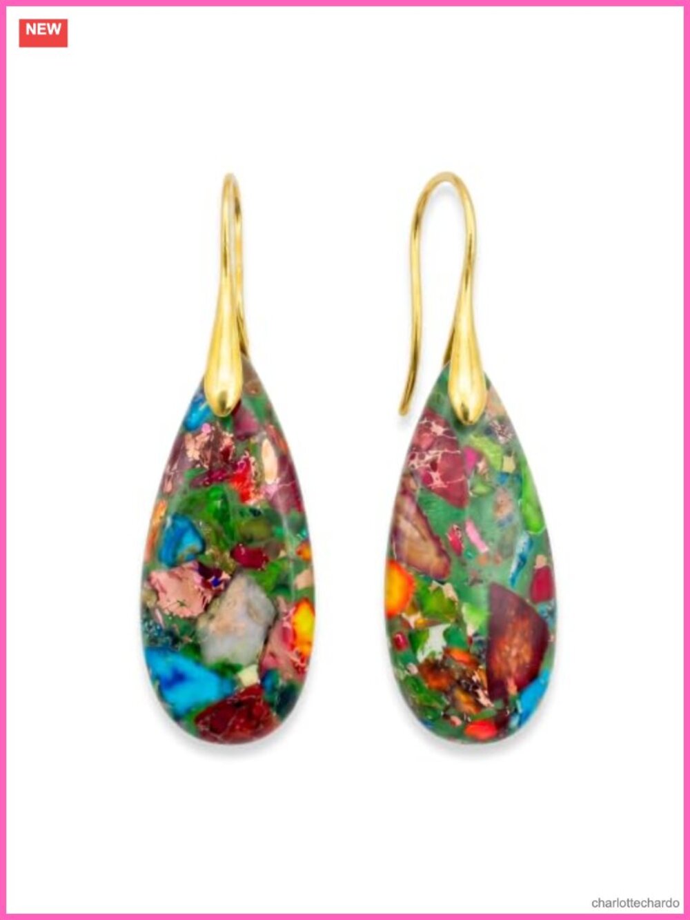 Boho Natural Stone Dangle Earrings Handmade Gemstone Teardrop Lightweight